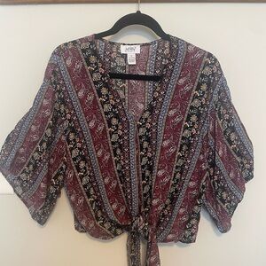 Just Polly New York Small Women’s Size Medium Floral Boho Blouse Shirt